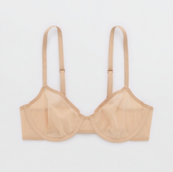 Aerie Smoothez Unlined Mesh Full Coverage Bra Size 36D Nude NWT! - Picture 2 of 10
